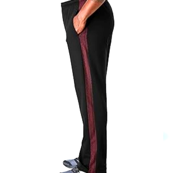 Tek Gear Mens Black Athletic Pants‎ with Burgundy Stripe Size XL - Picture 1 of 10